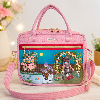 Handmade iPad & Notebook Bag – Floral Appliqué Design