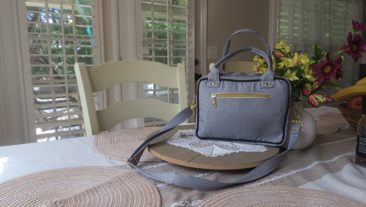 Handmade Gray Shoulder Bag & Handbag Combo – Elegant Fabric Purse with Adjustable Strap - Image 2