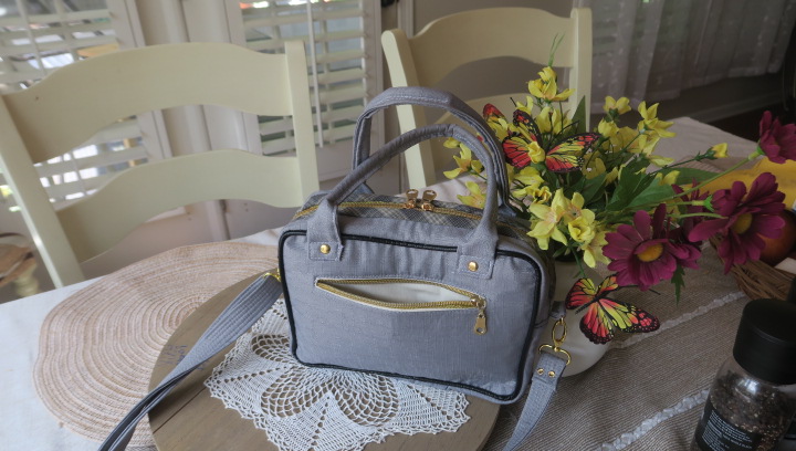 Handmade Gray Shoulder Bag & Handbag Combo – Elegant Fabric Purse with Adjustable Strap - Image 3