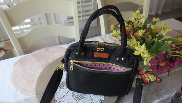 Handmade Black Shoulder Bag & Handbag Combo – Elegant Fabric Purse with Adjustable - Image 4