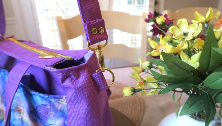 Handmade Purple Butterfly 2-in-1 Tote and Shoulder Bag - Image 3